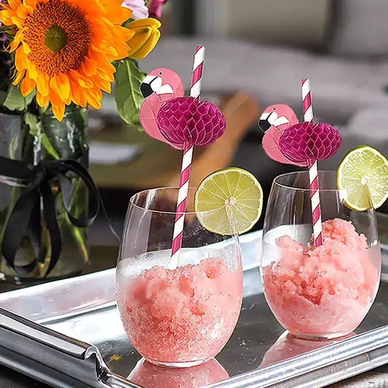 Pink Flamingo Paper Drinking Straws 10pk