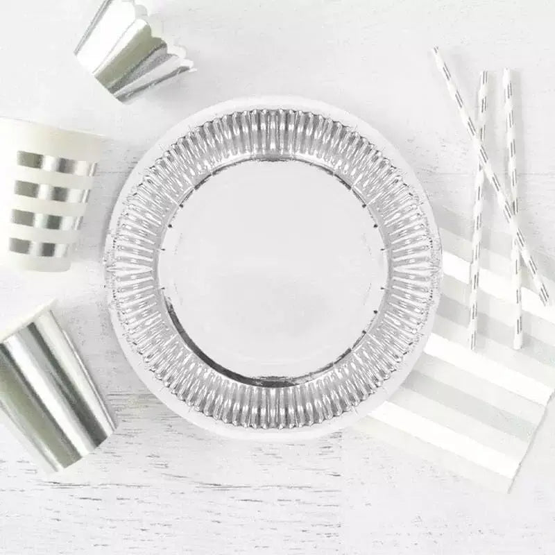 Silver Foil Paper Plates 23cm 6pk