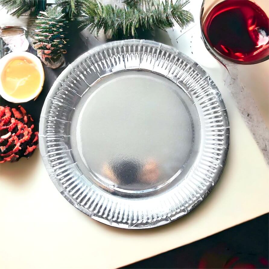 Silver Foil Paper Plates 23cm 6pk