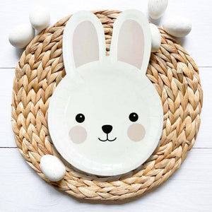 White Easter Bunny Plates 8pk