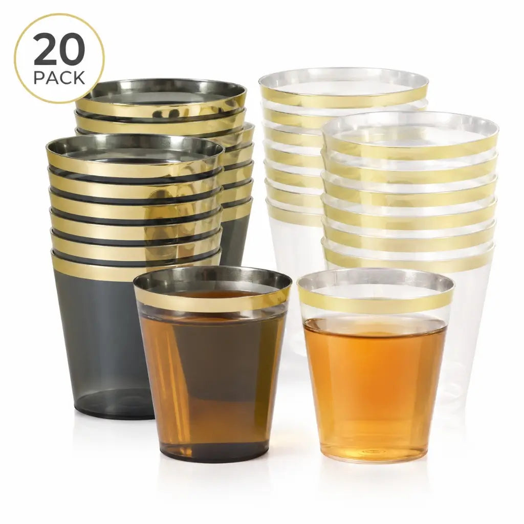 Gold rim mini drink cups 59ml