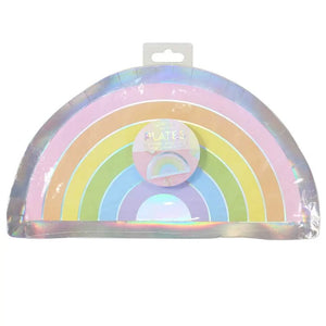 Pastel & Iridescent Foiled Rainbow Paper Plates 8pk