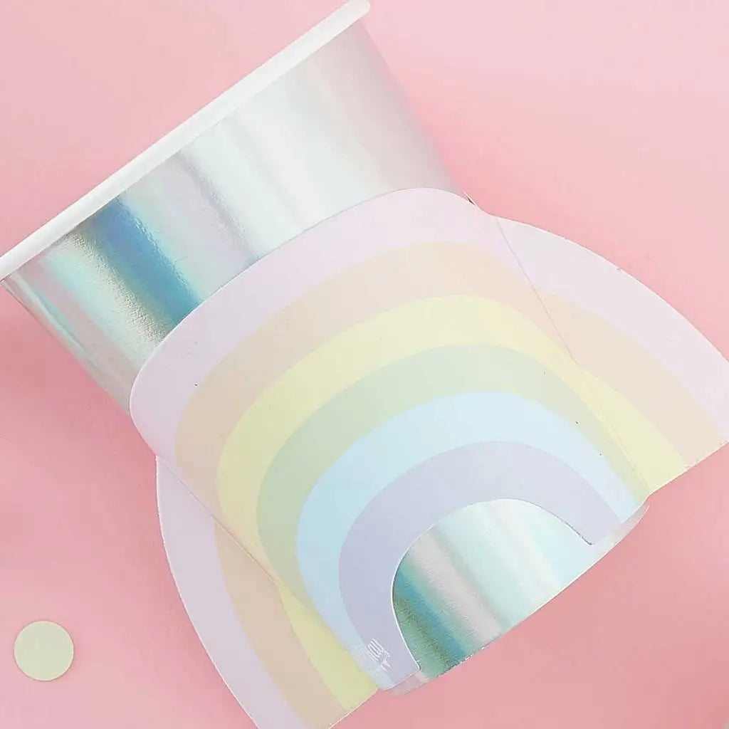 thumbnail image 2 of Iridescent Rainbow Color Changing Paper Cups 9 Oz 2 of 12