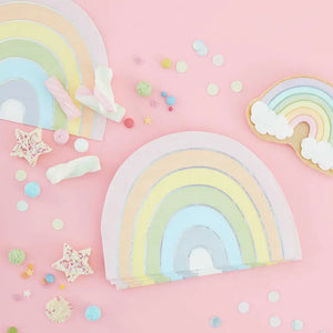 Pastel & Iridescent Rainbow Paper Napkins 16pk