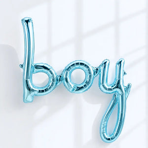 Pastel Blue 'Boy' Script Baby Shower Foil Balloon
