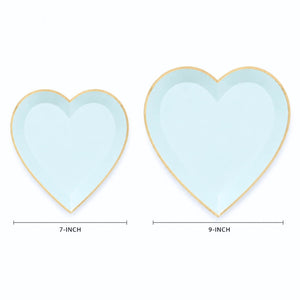 Elegant pastel baby blue party heart plates 2 sizes