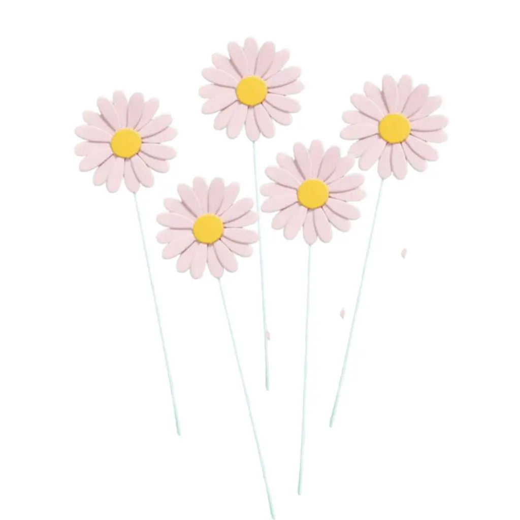 Pastel Baby Pink Daisy Cupcake Toppers 5pk