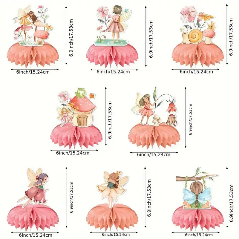 Pastel Baby Pink Fairy Honeycomb Centrepieces 8pk