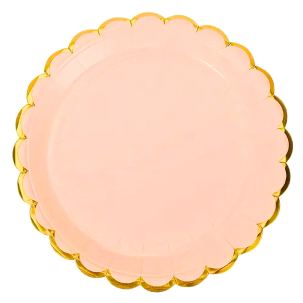 Pastel Baby Pink Scalloped Edging Round Paper Plates 10pk