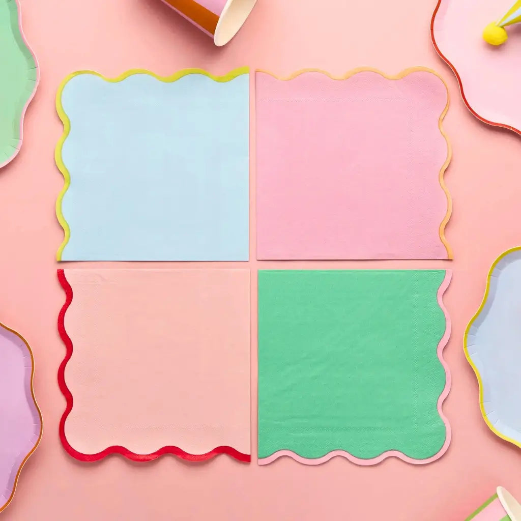 Bright pastel lunch napkins for baby shower or picnic décor