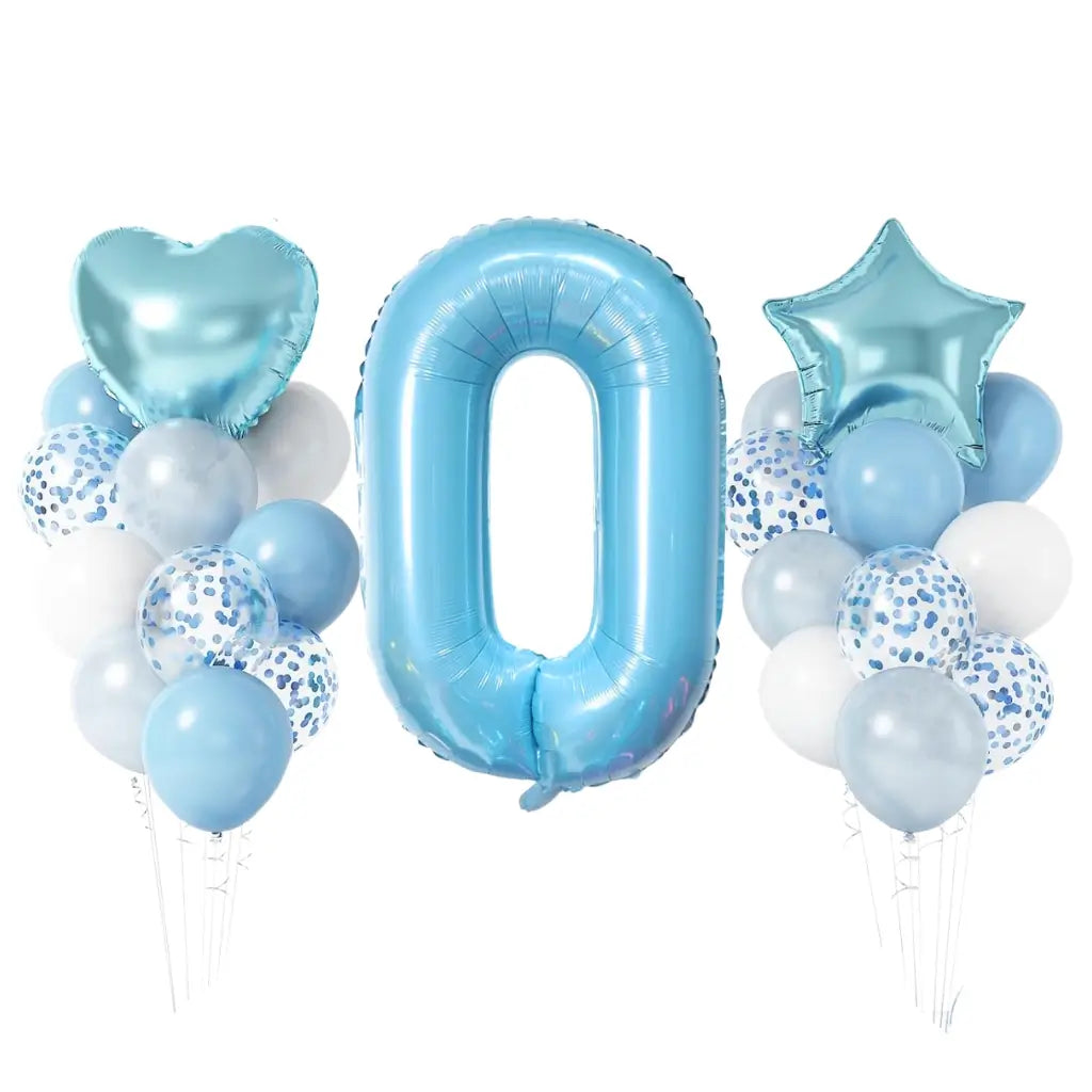 Pastel Blue Birthday Balloon Bundle 23pk number 0