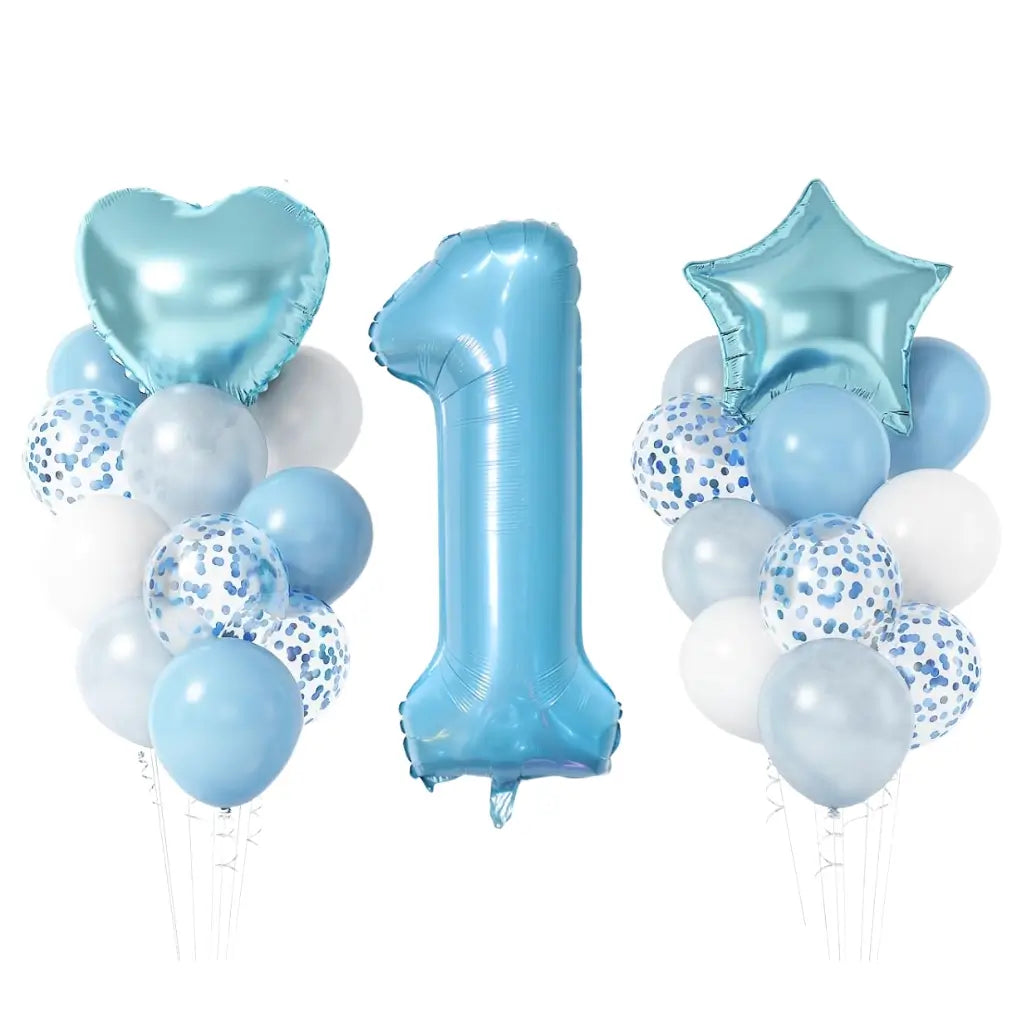 Pastel Blue Birthday Balloon Bundle 23pk number 1