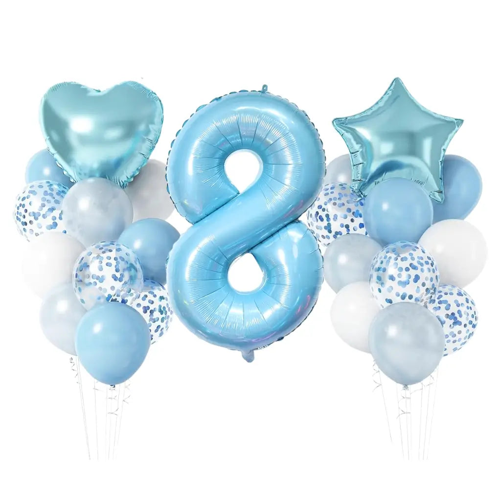 Pastel Blue Birthday Balloon Bundle 23pk number 8