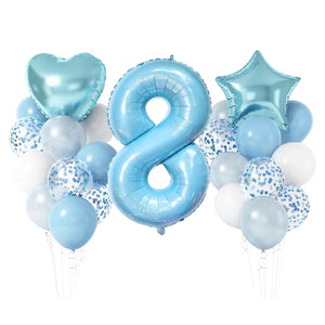 Pastel Blue Birthday Balloon Bundle 23pk number 8