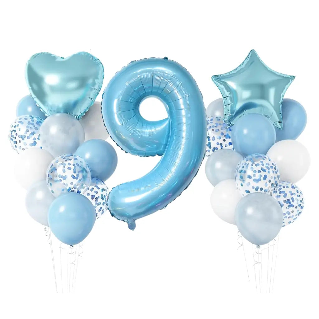 Pastel Blue Birthday Balloon Bundle 23pk number 9