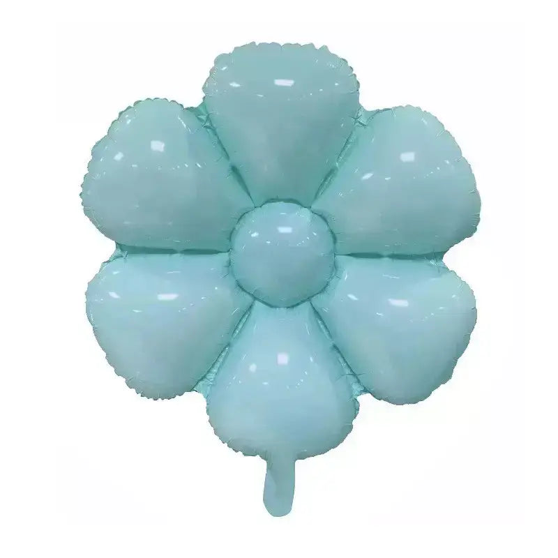 Light blue flower-shaped balloon on a white background