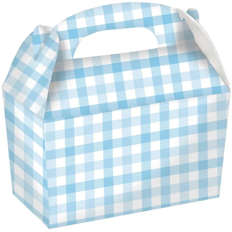 Pastel Blue Gingham Treat Boxes 4pk Birthday Party Lolly Candy Favour