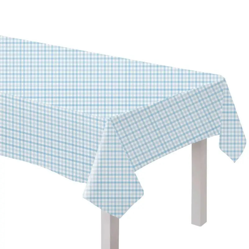Pastel Blue Gingham Paper Tablecover