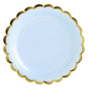 Pastel Blue Scalloped Edging Round Paper Plates 10pk