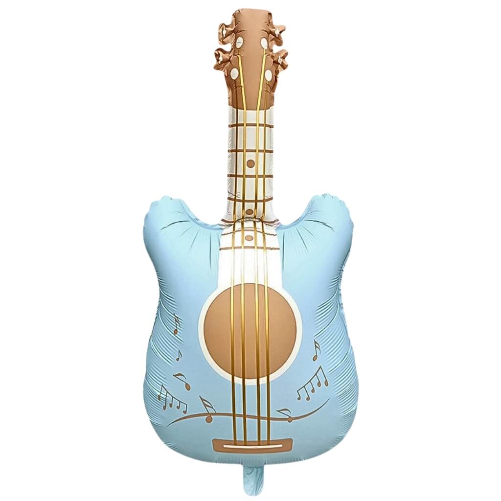 Pastel blue guitar foil balloon for rockstar birthday decorations