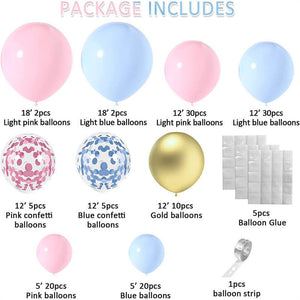 Pink & Blue Baby Shower Balloon Garland DIY Kit 124pk