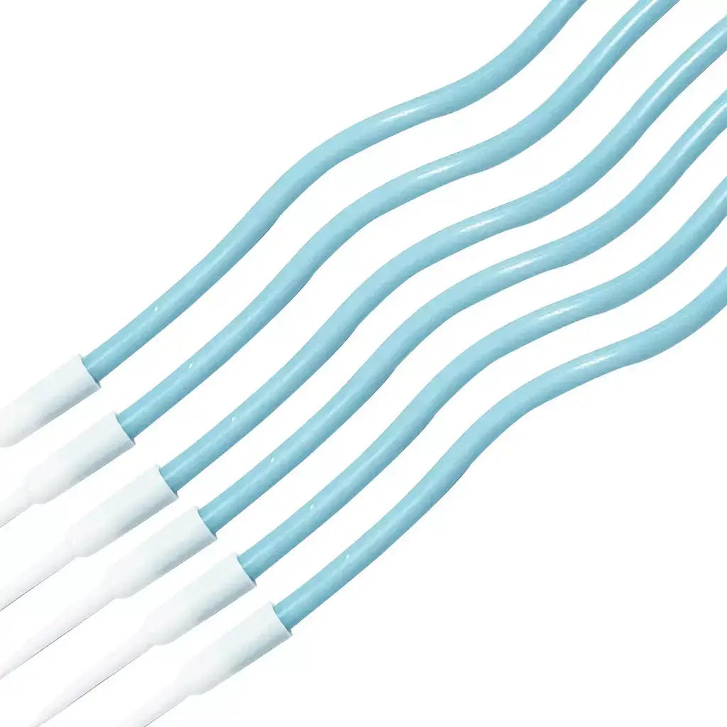 Wavy Pastel Blue Candles 6pk