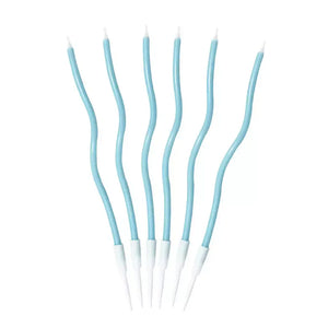 Wavy Pastel Blue Candles 6pk