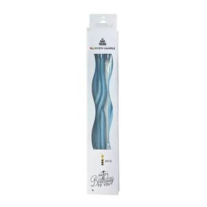 Wavy Pastel Blue Candles 6pk