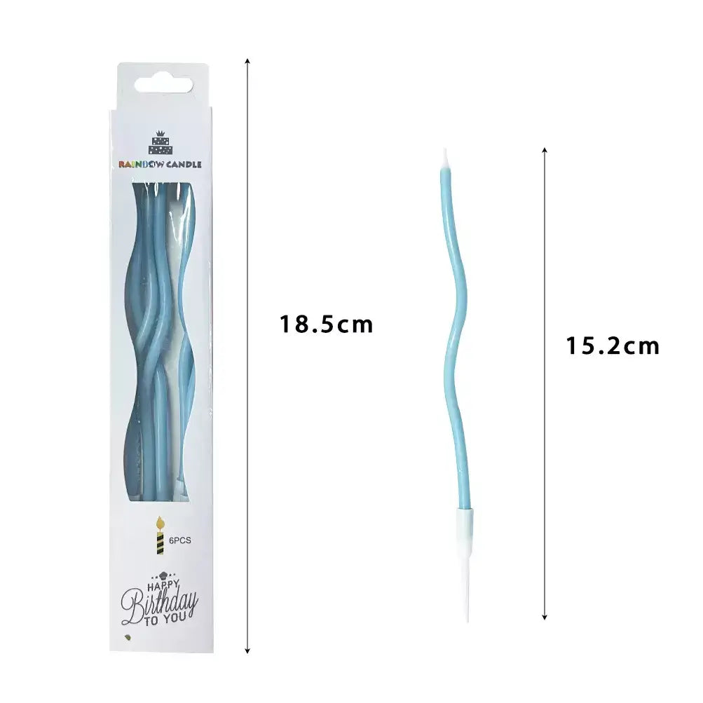 Wavy Pastel Blue Candles 6pk