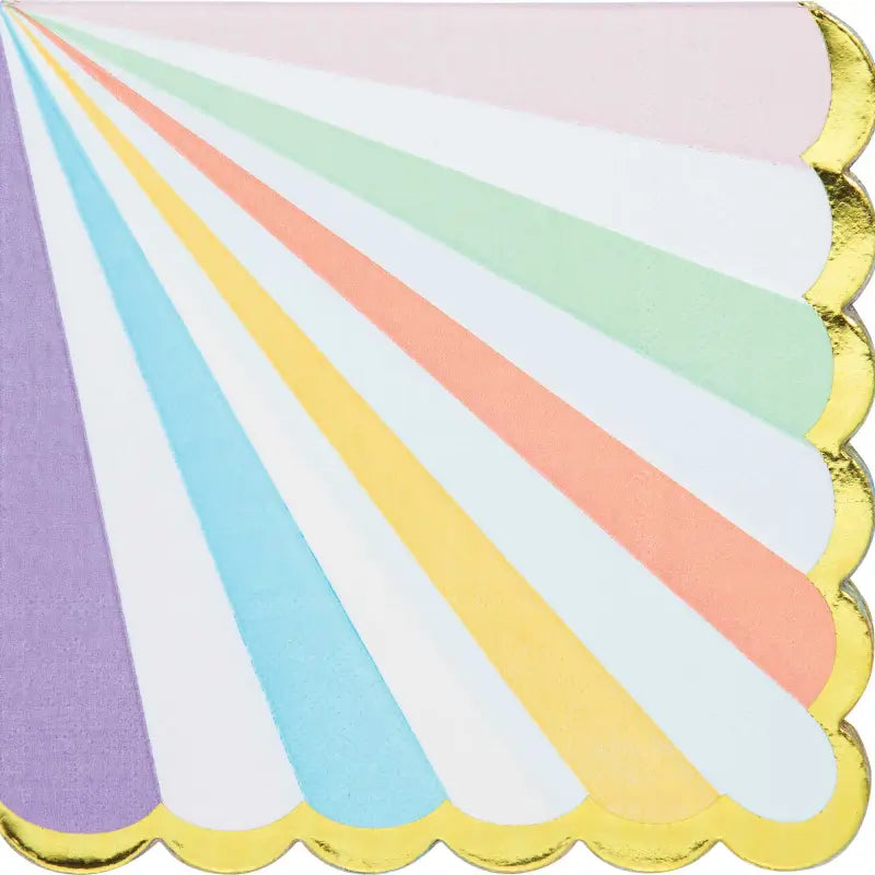 Pastel Celebrations Scalloped & Gold Foil Lunch Napkins 16pk