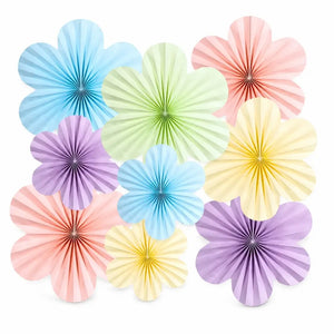 Flower shaped spring daisy pastel hanging paper fans