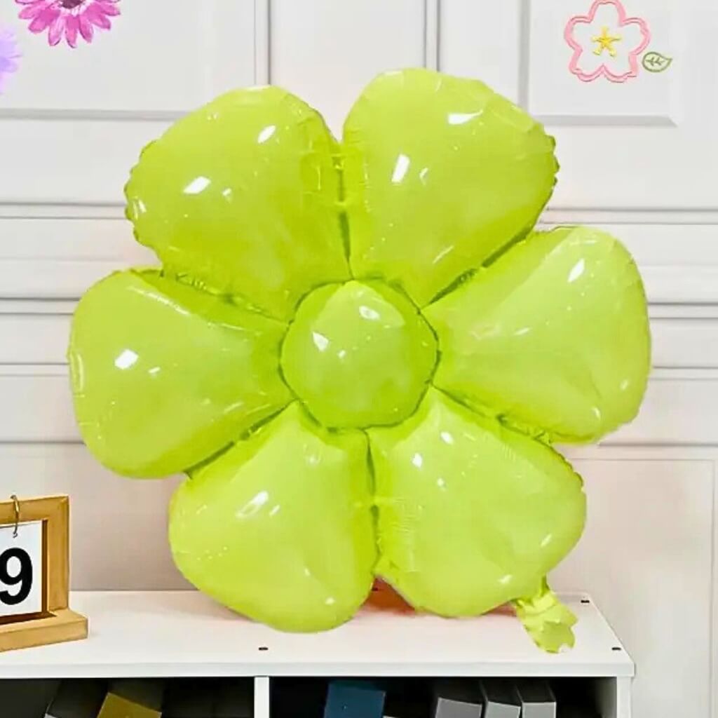 Pastel Green Daisy Shaped Foil Balloon