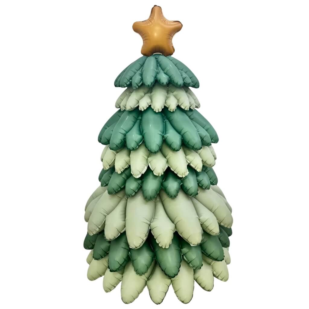 Pastel green 3D foil Christmas tree balloon for festive displays