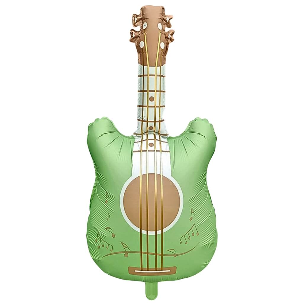 Pastel green guitar foil balloon for music or pop star themed events