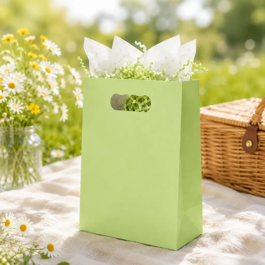 Green goodie bags for children's parties
