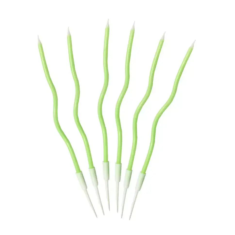 Wavy Pastel Green Candles 6pk