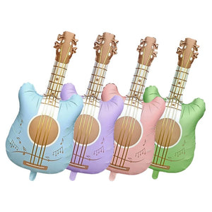 Pastel guitar-shaped foil balloons 89×45cm for music-themed parties