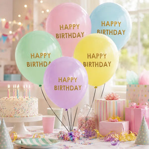 Pastel Happy Birthday balloons pack