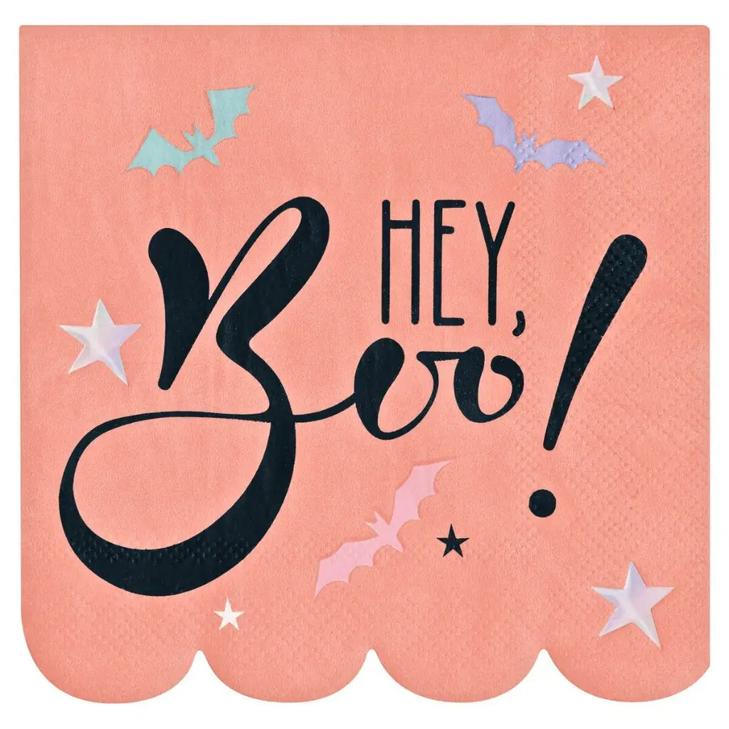 Sixteen Pastel Hauntings Hey Boo Halloween beverage napkins
