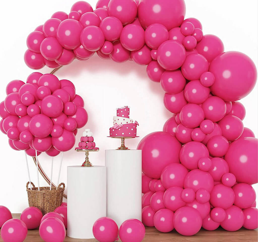 129pcs Hot Pink Latex Balloon Garland