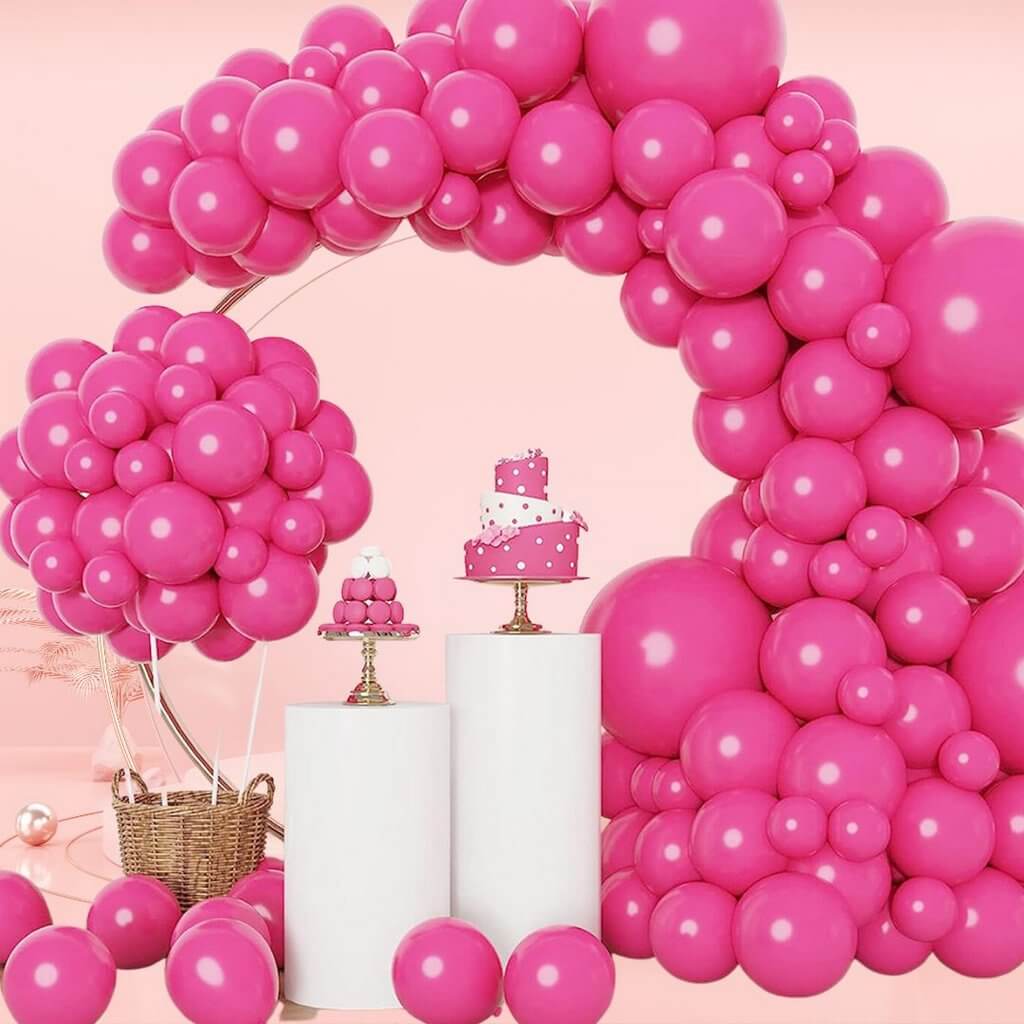 129pcs Hot Pink Latex Balloon Garland