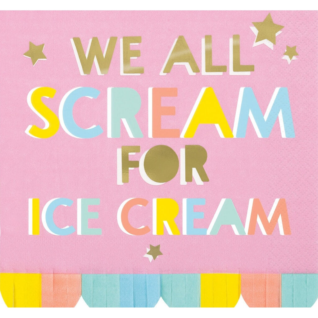 Pastel Ice Cream Scalloped Fringe Edge Luncheon Napkins 16pk