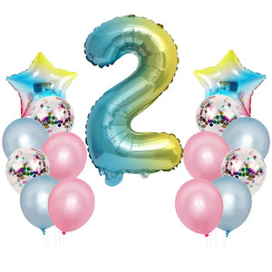 Iridescent Rainbow 1st Birthday Foil Latex Balloon Bundle (15 balloons) 2nd birthday