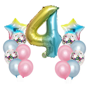 Iridescent Rainbow 1st Birthday Foil Latex Balloon Bundle (15 balloons) 4th birthday