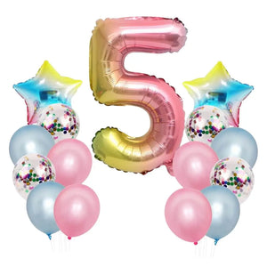Iridescent Rainbow 1st Birthday Foil Latex Balloon Bundle (15 balloons) 5th birthday
