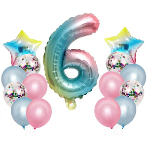 Iridescent Rainbow 1st Birthday Foil Latex Balloon Bundle (15 balloons) 6th birthday