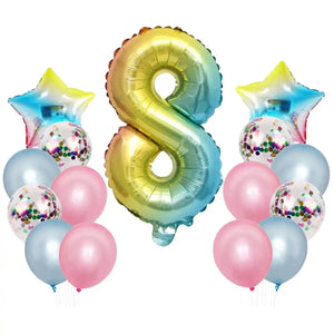 Iridescent Rainbow 1st Birthday Foil Latex Balloon Bundle (15 balloons) 8th birthday