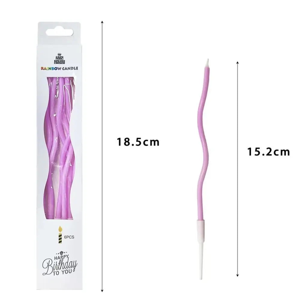 Wavy Pastel Lilac Candles 6pk