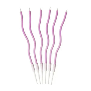 Wavy Pastel Lilac Candles 6pk