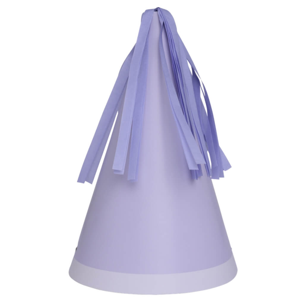 Pastel Lilac Party Hats with Tassel Toppers 10pk